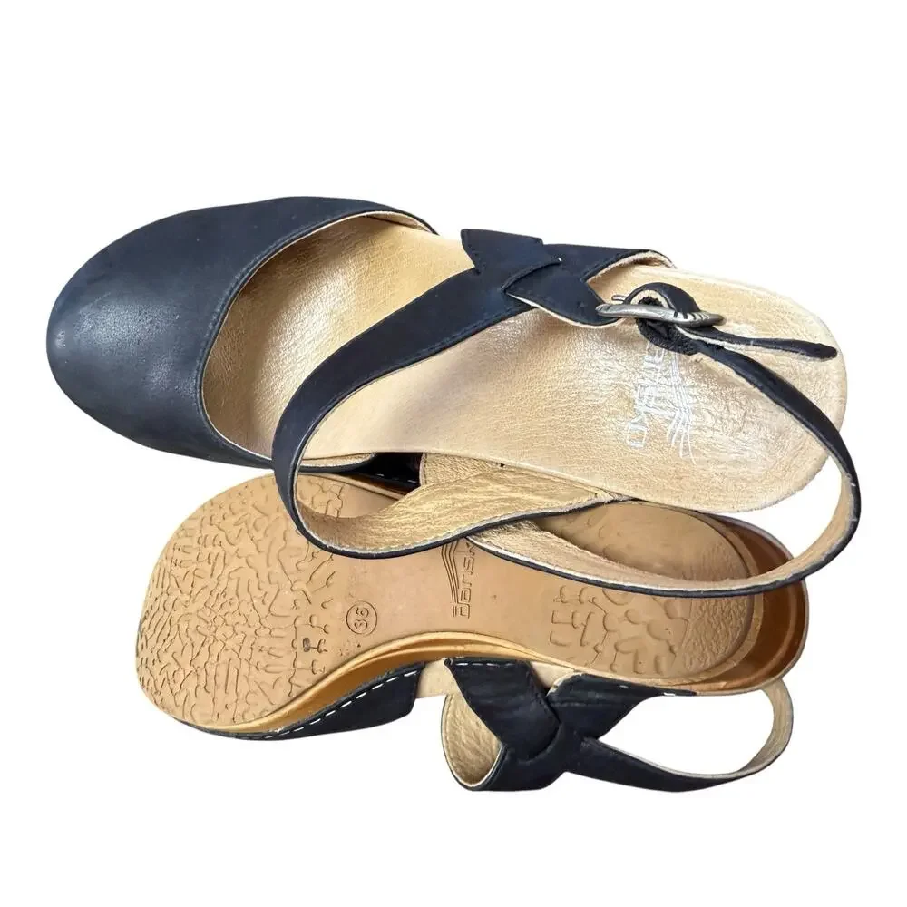 Dansko Black Leather Open-Back Clogs | EU 36 / US Women’s 5.5-6